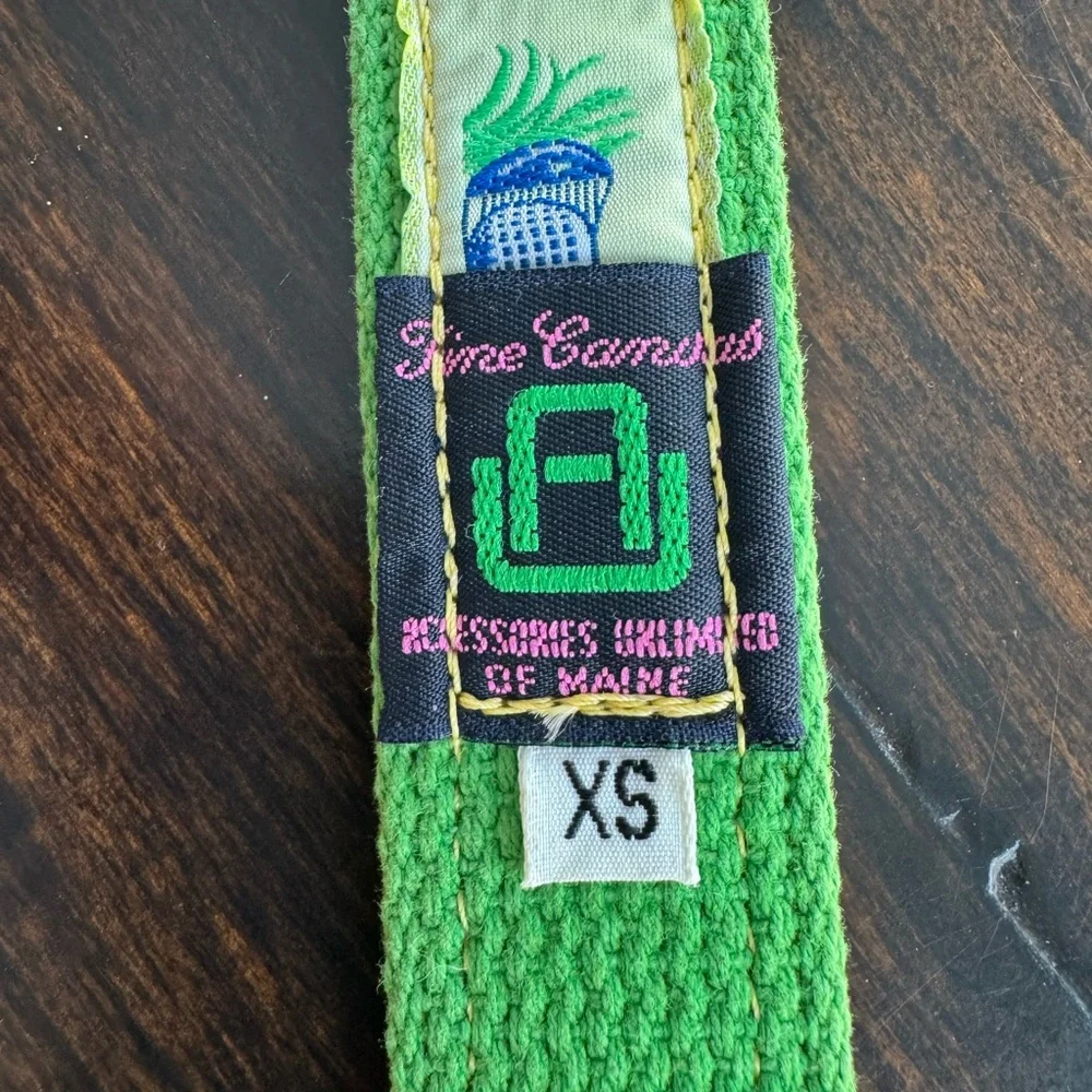 Fine Canvas Accessories of Maine Golf  Green and Gold Belt Sz XS